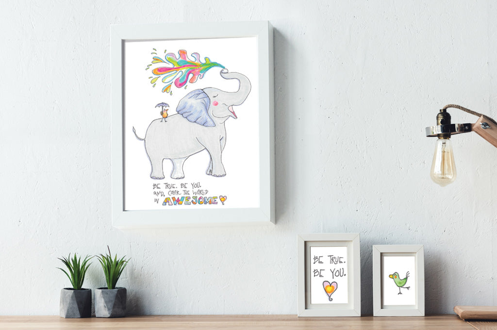 Color the World in Awesome. - Elephant Art Print