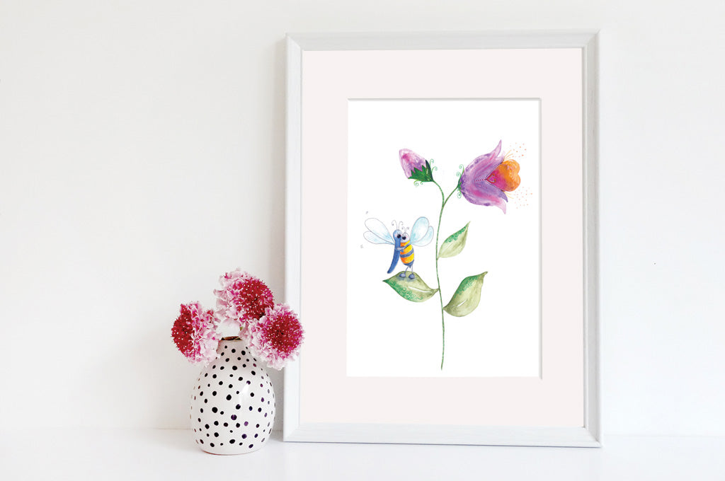 Friendship & Love - Dragonfly & Bee Art Print