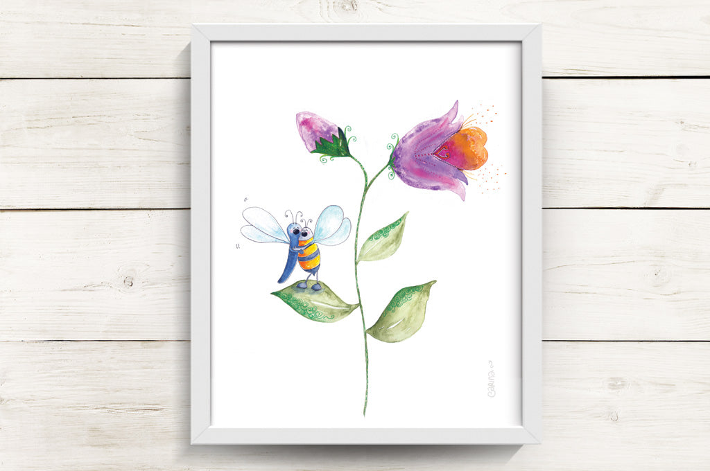 Friendship & Love - Dragonfly & Bee Art Print