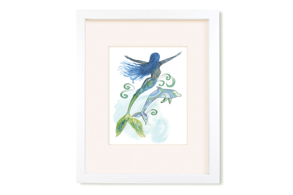 Mermaid & Dolphin | Art Print