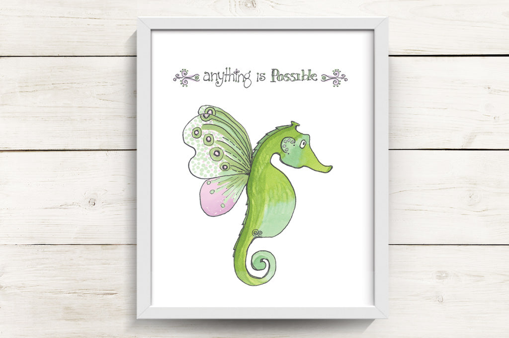 Anything is Possible! - Butterfly Seahorse Art Print
