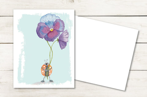 Ladybug Holding Pansy :: Enchanted Garden Collection